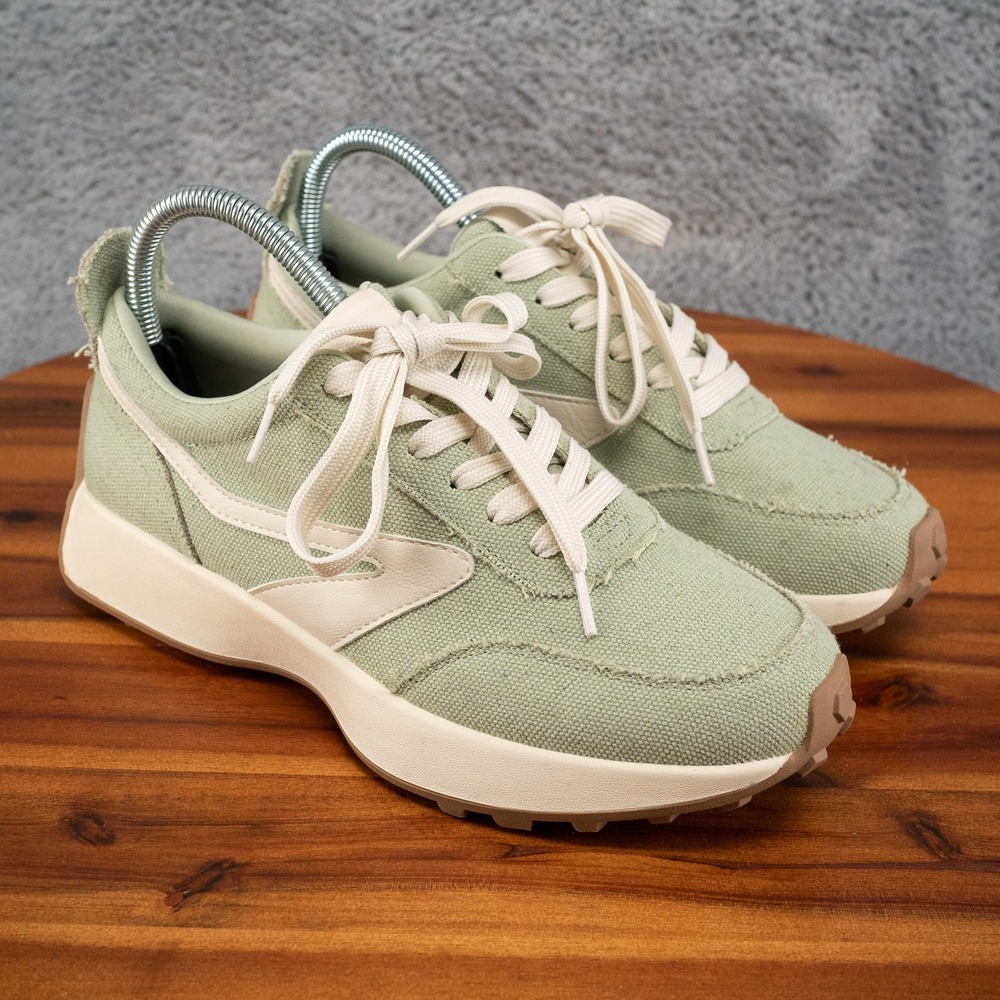 Womens Sz 7.5 Dolce Vita Braiden Sneaker Avocado Textile/Faux Leather Trim